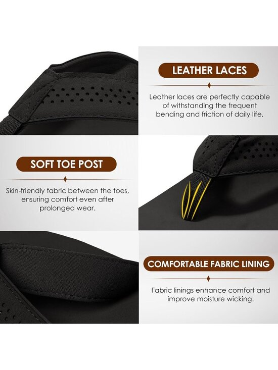 Men\'s Black Flip Flops With Arch Support Comfortable Yoga Mat Sandals Casual